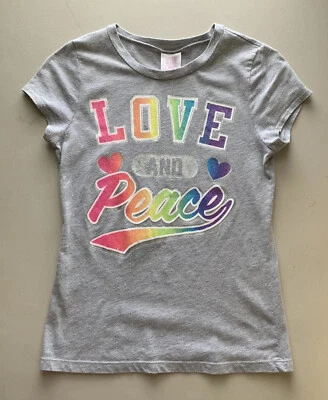 Футболка Canyon River Blues Girl's Gray Rainbow «Peace & Love», размер M (10/12) - Изображение 1 из 4