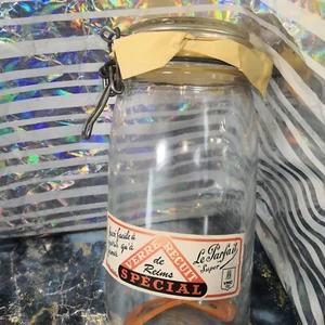 Unused Vtg Verre Recruit De Reims Clear Glass Airtight Storage Kilner Jar C - Picture 1 of 15