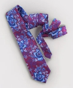 Vintage Gino Pompeji Krawatte Krawatte Blumen Floral rot weiß blau bestickt USA - Bild 1 von 7