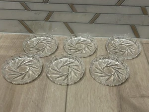 Vintage Crystal cut glass Pinwheel Star Coasters Trays set of 8- Nice! - Picture 1 of 6