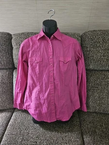 Camisa para mujer Wrangler rosa estilo occidental estrás frente a presión M - Imagen 1 de 8
