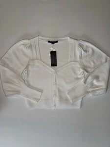 French Connection White Button Up Women’s Sweater Medium - Picture 1 of 6