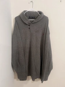 Polo Ralph Lauren maglione uomo 4XLT grigio collo sciallato pullover 100% cotone - Foto 1 di 6