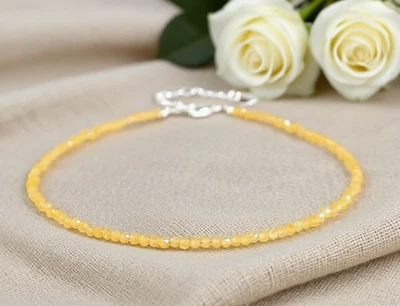 Tobillera delicada con cuentas de citrino natural minimalista cristal curativo regalos Foto 1 de 3