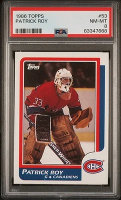 1986-87 Topps Hockey Set Break -  #53 Patrick Roy Rookie RC - PSA 8 NM-MT - Image 1 of 2