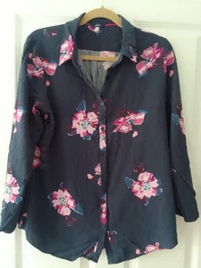 Joules Shirt Blouse Top Floral Navy Blue Size 14 - Picture 1 of 5