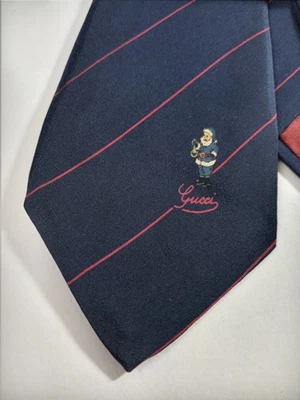 Corbata azul Gucci rara para hombre Papá Noel 100 % seda Foto 1 de 4