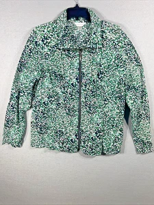 Christopher & Banks Damen XL blau grün schwarz abstrakt Kiesel Print Jacke Reißverschluss - Bild 1 von 9