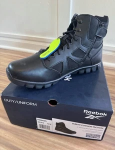 12W REEBOK SUBLITE CUSHION TACTICAL MEN'S 6" SIDE ZIPPER BLACK BOOTS RB8605 NEW - Picture 1 of 13
