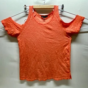 Sanctuary Cold Shoulder Top Women's Small Bright Orange Slub Lightweight NWOT - Picture 1 of 7