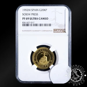 1992 - 20000 PESETAS Oro - V Aniversario - Prensa - NGC PF69 UC - Picture 1 of 2