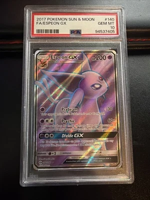 Espeon GX #140 Full-Art Sun & Moon 2017 Pokémon TCG PSA 10 Gem Mint - Image 1 of 2