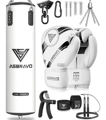 ASBRAVO Saco de Boxeo para Adultos, Juego de Saco de Boxeo Pesado PU de 4 pies Guantes de 12 OZ para... Foto 1 de 3