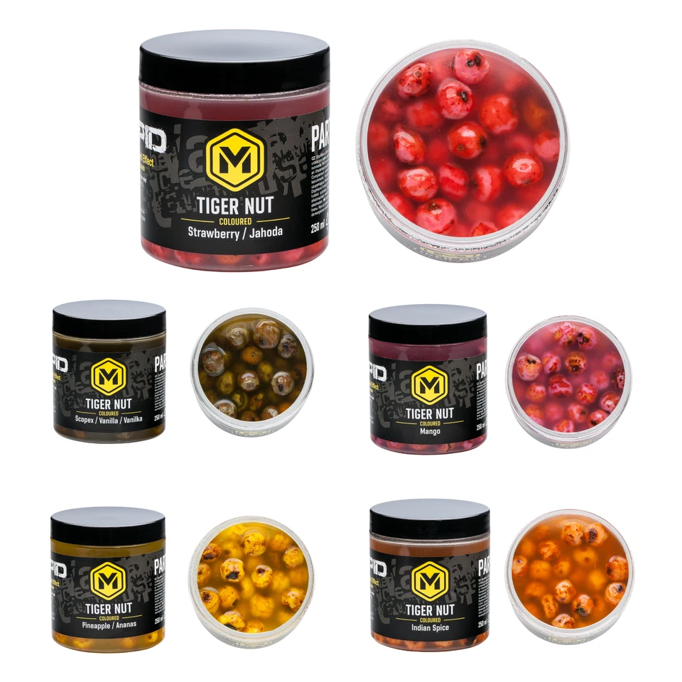 (75,96 EUR/l) Tigernüsse gefärbt Karpfen Tigernuss mit Aroma angelfertig 250ml - Bild 1 von 1