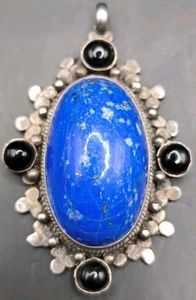 Vintage Anhänger Silber 925 Lapislazuli Onyx  - Bild 1 von 6