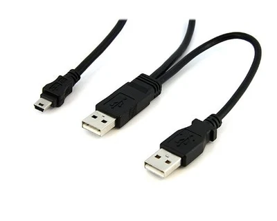Startech 1 Ft Usb Y Cable For External Hard Drive Usb A To Mini B - Type A Male - Image 1 of 4