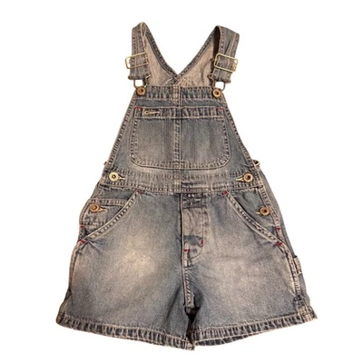 GAP Kids Denim Overalls Shorts XXS Adjustable Straps Pockets Blue Jeans - Image 1 of 4