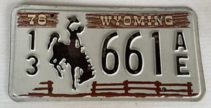 WYOMING 1978 License Plate 13 661 AE Bucking Bronco Vintage New Old Stock - Picture 1 of 2