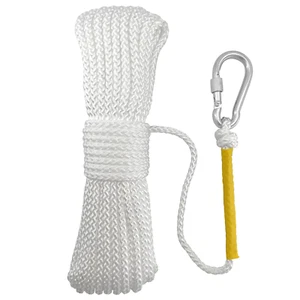 1Pcs White Double Braided Nylon Rope Snap Hook Rock Climbing Mountaineering Set - Bild 1 von 5