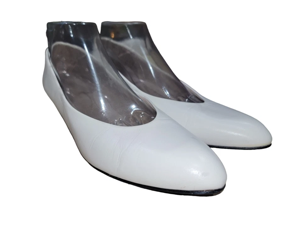 Bomba cómoda Easy Spirit vintage de cuero blanco para mujer hecha en EE. UU. talla 9,5 3A/5A Foto 1 de 4