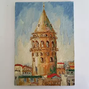 Galata Tower Istanbul Painting Original Art Oil Canvas Modern Wall Artwork - Picture 1 of 13