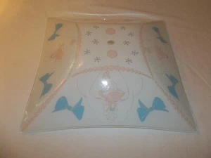 Vtg Glass Ceiling Light Fixture Shade Cover Girl Jump Rope Children's Bedroom - Picture 1 of 14