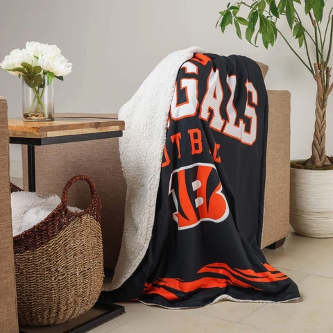 Cincinnati Bengals Sherpa Fleece Throw Blanket Soft Warm Blanket For Coach Chair Cover