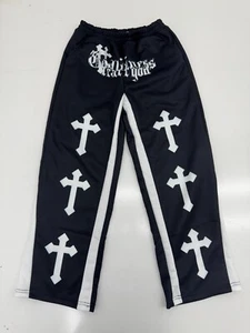 Shein Black White Cross Graphic Print Sweatpants Boys Size 12 Youth - Picture 1 of 6