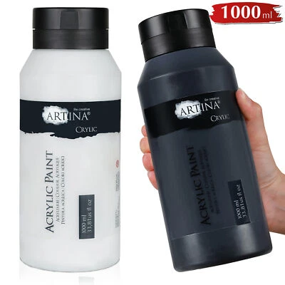 Acrylfarben 1000 ml Malfarbe Acrylfarbe Künstlerfarbe Farbe schwarz titanweiss