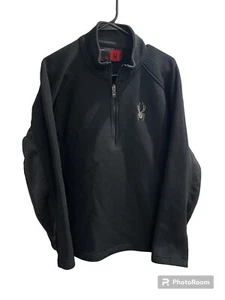 Spyder Men’s Black Waffle Knit Heavy Duty Pullover Sweater 1/4 Zip Long Sleeve L - Picture 1 of 5