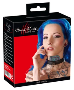 Kunstleder Halsband schwarz gepolstert mit Frontring Bad Kitty Collar - Bild 1 von 3