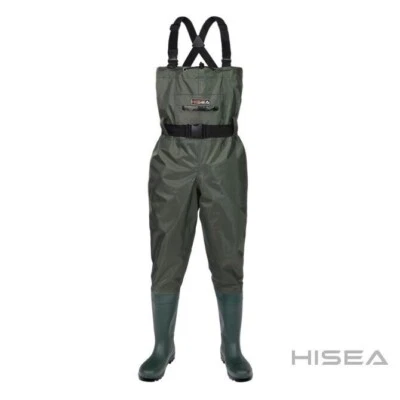 HISEA Green PVC Fishing Waders Men's (US Size 8M / 10W) - Image 1 of 4