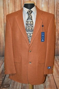 Neu mit Etikett Stafford rostfarbener Herren-Sportmantel Wolle Nylon 2 Knöpfe vorne Größe 44 L - Bild 1 von 11