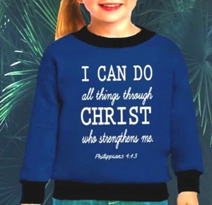 I can do all things through Christ girls sweatshirt & face mask christian  - Picture 1 of 3
