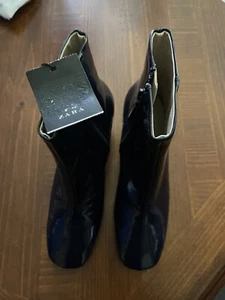 Zara Women's  ANKLE BOOTS WITH CLEAR HEELS Blue Leather Size 36 (US 6) - Picture 1 of 6