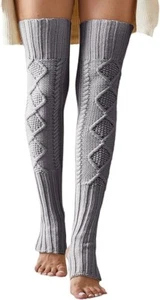 Women's Cable Knitted Thigh high Leg Warmers Extra Long Stirrup Over Knee Hig... - Picture 1 of 5