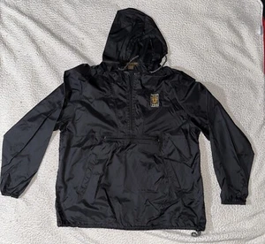 Harriton Dallas Zoo Hooded Pullover Windbreaker Men Size L Black 1/4 Zip - Picture 1 of 4