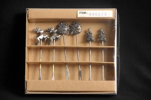 Juego en caja de 6 coronas de renos árboles de aperitivo de metal de Navidad - Imagen 1 de 2