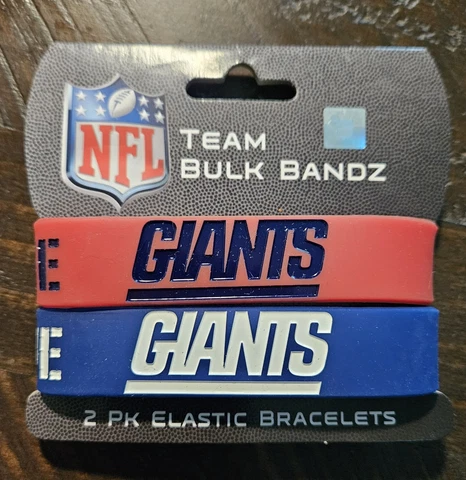 2 Pack New York Giants Team Bulk Bandz Elastic Bracelets Cover
