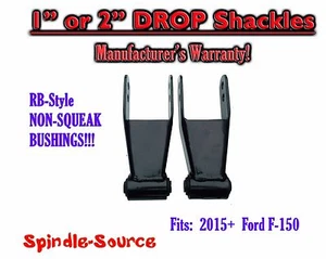 1" 2" Drop Lowering Shackles SET FOR 2015 - 2018 Ford F-150 RB Silent Bushings - Picture 1 of 1