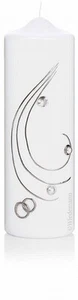 Vela de boda 24x8 cm blanca con anillos de plata y perlas velas Wiedemann GmbH - Imagen 1 de 1