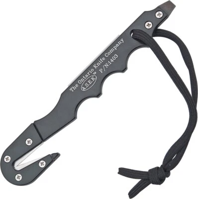 Ontario ASEK Strap Cutter Multi Tool Knife 1403 6 3/4" overall. Black anodized  - Image 1 of 3