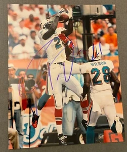 VONTAE DAVIS SIGNED 8X10 PHOTO MIAMI DOLPHINS AUTOGRAPH COLTS BILLS ILLINOIS COA - Picture 1 of 1