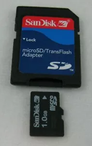 SanDisk TransFlash Micro SD Adapter + 1GB Micro Memory Card Working Used - Picture 1 of 1