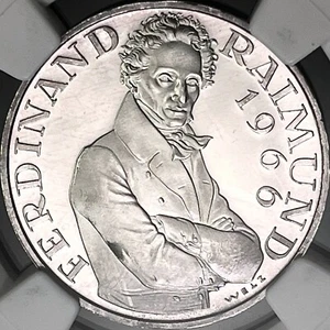 AUSTRIA. 1966, 25 Schilling, Silver - NGC PF66 - Ferdinand Raimund ๐ Toned - Picture 1 of 12