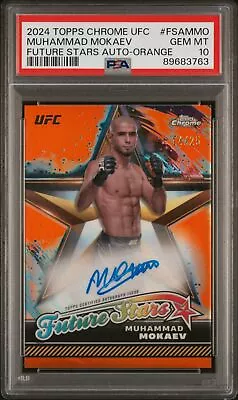 Muhammad Mokaev 2024 Topps Chrome UFC Future Stars Orange Auto Card /25 PSA 10 - Image 1 of 2