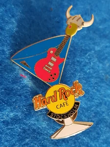 STOCKHOLM VIKING HELMET & BLUE GUITAR WITH OLIVE MARTINI Hard Rock Cafe PIN LE - Picture 1 of 1