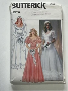 Wedding Dress Size 8 Bridal Gown Prairie Ruffles Cut Vintage 80s Pattern B4765 - Picture 1 of 2