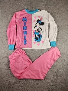 Disney Minnie Mouse Pajamas Size 10 90s Pink 2 Piece Long Sleeve Pants - Picture 1 of 9