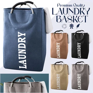 Laundry Bag with Handles Foldable Washing Clothes Sack Storage Bin Basket - Picture 1 of 40